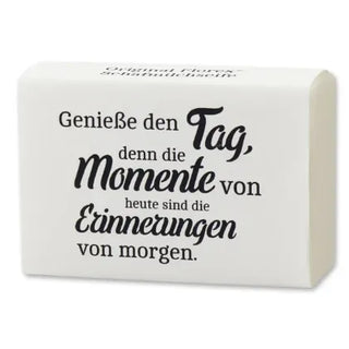 Schafmilchseife eckig 150g "Genieße den Tag...", Edelweiß