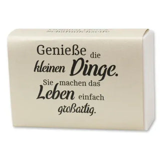Schafmilchseife eckig 150g "Genieße die kleinen Dinge...", Schneerose